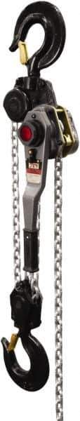 Jet - 18,000 Lb Lifting Capacity, 20' Lift Height, Lever with Overload Protection Hoist - Made from Chain, 79 Lb Avg Pull to Lift Rated Load - Industrial Tool & Supply