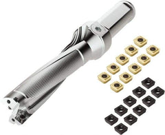 Seco - 5" Max Drill Depth, 4xD, 1-1/4" Diam, Indexable Insert Drill - 2 Inserts, 1-1/4" Shank Diam, Weldon Flat Shank - Industrial Tool & Supply