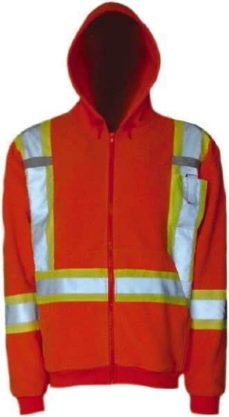 Viking - Size 3XL High Visibility Sweatshirt - High Visbility Lime, Thermal Fleece & Polyester, Zipper Closure, 55" Chest - Industrial Tool & Supply