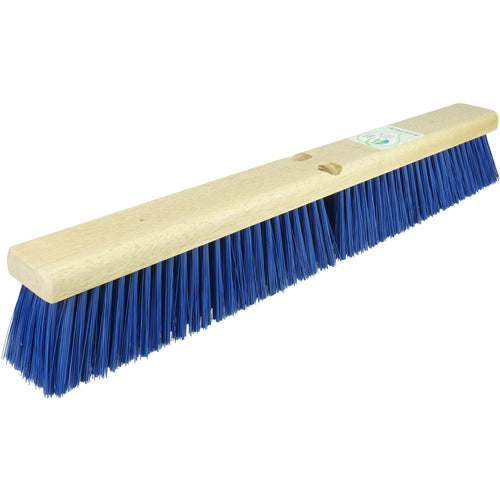 24″ Green Works Sweep, Medium Blue Fill with Rubberwood Block - Industrial Tool & Supply