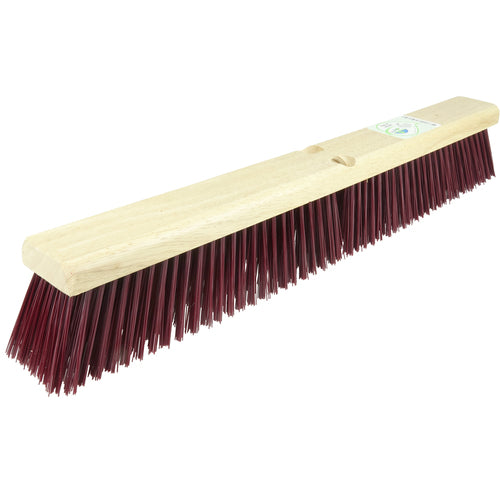 24″ Green Works Sweep, Coarse Maroon Fill with Rubberwood Block - Industrial Tool & Supply