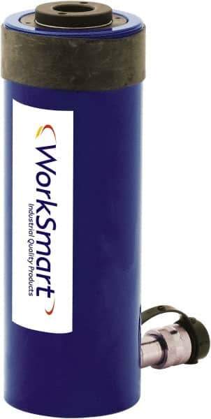 Value Collection - 30 Ton, 6.11" Stroke, 38.67 Cu In Oil Capacity, Portable Hydraulic Hollow Hole Cylinder - 6.32 Sq In Effective Area, 13.02" Lowered Ht., 19.13" Max Ht., 2.84" Cyl Bore Diam, 2.48" Plunger Rod Diam, 10,000 Max psi - Industrial Tool & Supply