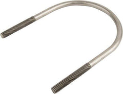 Made in USA - 5/8-11 UNC, 9-1/2" Long, Round U Bolt Clamp with No Mount Plate for 8" Pipe - 3-3/4" Thread Length, 6-3/4" Wide, Grade 304 Stainless Steel - Industrial Tool & Supply
