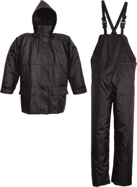 Viking - Size XL, Black, Rain Three Piece Suit - Detachable Hood, Hook & Loop Ankle, Hook & Loop Wrist - Industrial Tool & Supply