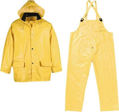Viking - Size L, Yellow, Chemical, Rain Three Piece Suit - Detachable Hood, Take Up Snaps Ankle, Take Up Snaps Wrist - Industrial Tool & Supply