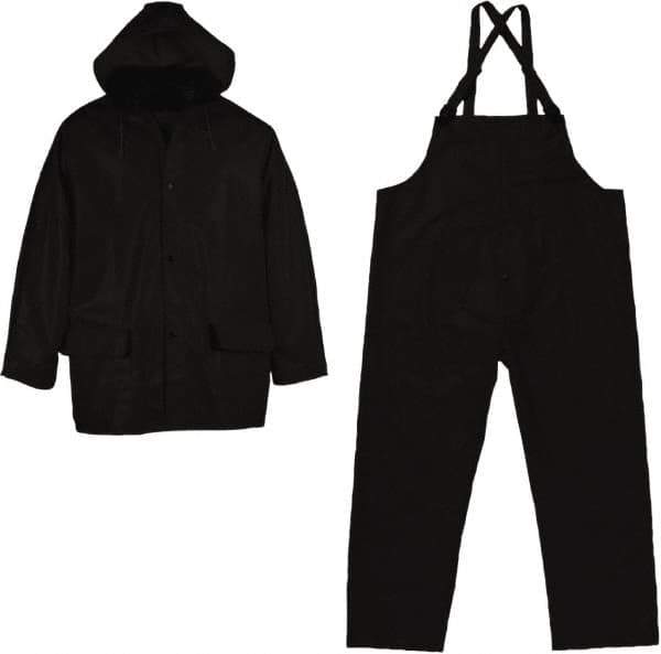 Viking - Size 2XL, Black, Chemical, Rain Three Piece Suit - Detachable Hood, Take Up Snaps Ankle, Take Up Snaps Wrist - Industrial Tool & Supply
