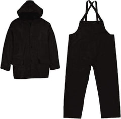 Viking - Size 2XL, Black, Chemical, Rain Three Piece Suit - Detachable Hood, Take Up Snaps Ankle, Take Up Snaps Wrist - Industrial Tool & Supply