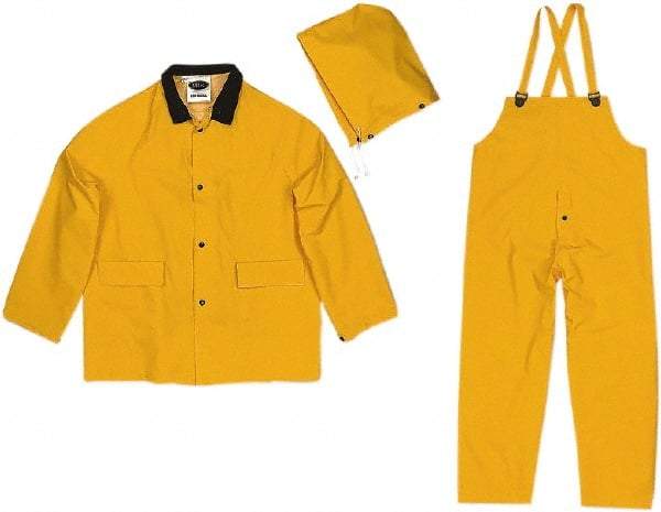 Viking - Size L, Yellow, Chemical, Rain Three Piece Suit - Detachable Hood, Take Up Snaps Ankle, Take Up Snaps Wrist - Industrial Tool & Supply