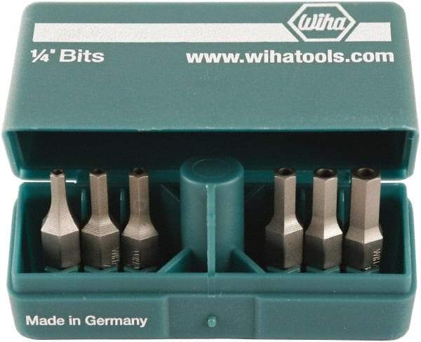 Wiha - 10 Piece, 1/4" Drive Screwdriver Tamperproof Bit Set - 3/32 to 3/16" Hex - Industrial Tool & Supply