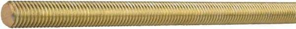Value Collection - 5/16-18 UNC (Coarse), 12' Long, Stainless Steel General Purpose Threaded Rod - Yellow Zinc-Plated Finish, Right Hand Thread - Industrial Tool & Supply