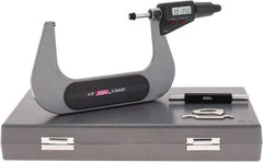 SPI - 4 to 5" Range, 0.00005" Resolution, Standard Throat IP54 Electronic Outside Micrometer - 0.00024" Accuracy, Friction Thimble, Carbide-Tipped Face, LR44 Battery, Includes NIST Traceable Certification of Inspection - Industrial Tool & Supply