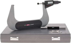 SPI - 5 to 6" Range, 0.00005" Resolution, Standard Throat IP54 Electronic Outside Micrometer - 0.00024" Accuracy, Friction Thimble, Carbide-Tipped Face, LR44 Battery, Includes NIST Traceable Certification of Inspection - Industrial Tool & Supply