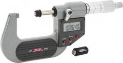 SPI - 1 to 2" Range, 0.00005" Resolution, Standard Throat IP65 Electronic Outside Micrometer - 0.0001" Accuracy, Ratchet Stop Thimble, Carbide-Tipped Face, LR44 Battery, Includes NIST Traceable Certification of Inspection - Industrial Tool & Supply