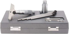 SPI - 0 to 100mm Range, 4 Rod, Mechanical Depth Micrometer - Ratchet Stop Thimble, 63mm Base Length, 0.01mm Graduation, 4.5mm Rod Diam - Industrial Tool & Supply