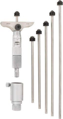SPI - 0 to 6" Range, 6 Rod, Mechanical Depth Micrometer - Ratchet Stop Thimble, 2-1/2" Base Length, 0.001" Graduation, 4.5mm Rod Diam - Industrial Tool & Supply