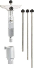 SPI - 0 to 4" Range, 4 Rod, Mechanical Depth Micrometer - Ratchet Stop Thimble, 2-1/2" Base Length, 0.001" Graduation, 4.5mm Rod Diam - Industrial Tool & Supply