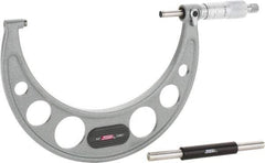 SPI - 5 to 6" Range, 0.0001" Graduation, Mechanical Outside Micrometer - Ratchet Stop Thimble, 3.35" Throat Depth, Accurate to 0.0002" - Industrial Tool & Supply