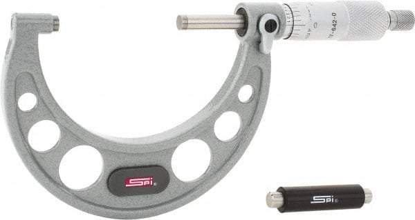 SPI - 2 to 3" Range, 0.0001" Graduation, Mechanical Outside Micrometer - Ratchet Stop Thimble, 1.93" Throat Depth, Accurate to 0.0002" - Industrial Tool & Supply
