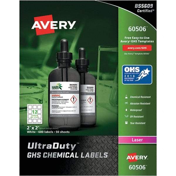 AVERY - 2" Long, White Paper Laboratory Label - For Laser Printers - Industrial Tool & Supply