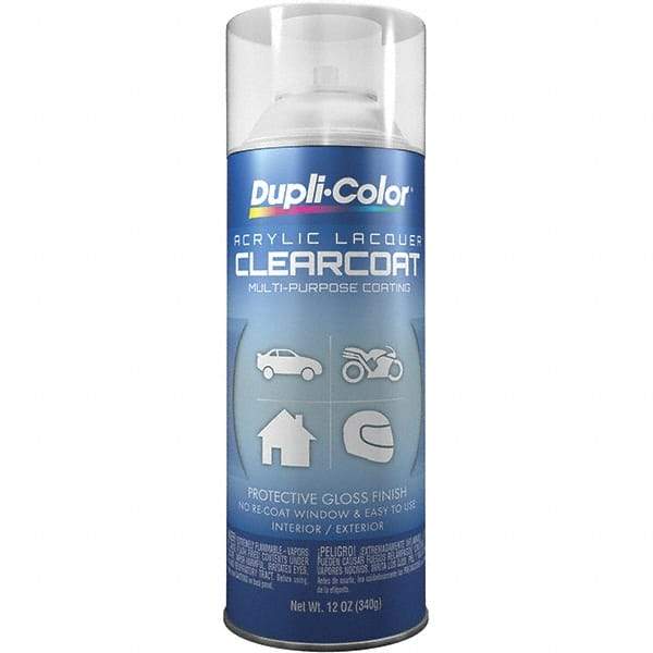 Dupli-Color - Clear, Gloss, Lacquer Spray Paint - 12 to 14 Sq Ft per Can, 12 oz Container - Industrial Tool & Supply