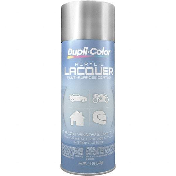 Dupli-Color - Silver Metallic, Metallic, Lacquer Spray Paint - 12 to 14 Sq Ft per Can, 12 oz Container - Industrial Tool & Supply