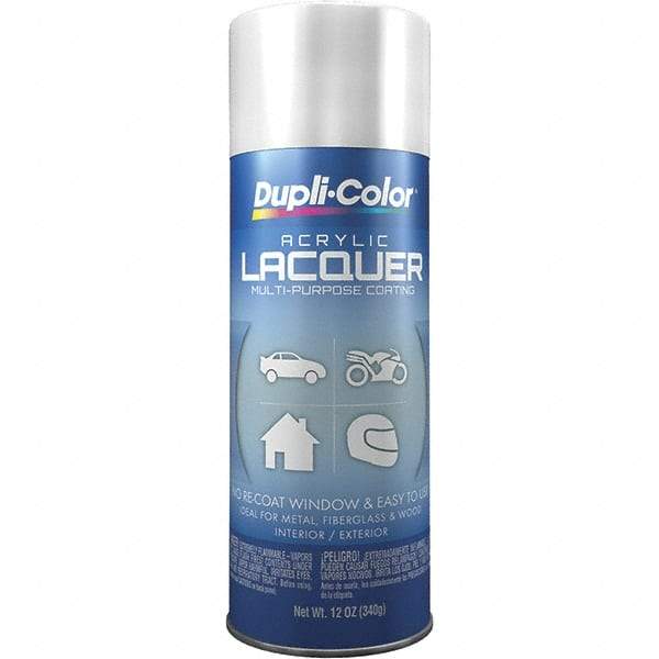 Dupli-Color - White, Gloss, Lacquer Spray Paint - 12 to 14 Sq Ft per Can, 12 oz Container - Industrial Tool & Supply