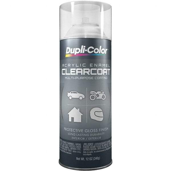 Dupli-Color - Crystal Clear, Flat, Acrylic Enamel Spray Paint - 12 to 14 Sq Ft per Can, 12 oz Container - Industrial Tool & Supply