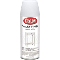 Krylon - White, Flat, Aerosol Spray Paint - 15 to 20 Sq Ft per Can, 12 oz Container - Industrial Tool & Supply