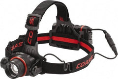 Coast Cutlery - White LED Bulb, 800 Lumens, Hands-free Flashlight - Black, Red Plastic Body, 4 AA Batteries Included - Industrial Tool & Supply