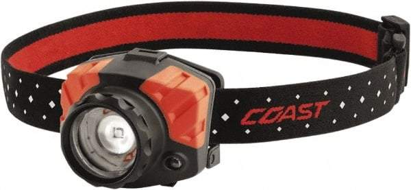 Coast Cutlery - White, Red LED Bulb, 540 Lumens, Hands-free Flashlight - Black, Red Plastic Body, 3 AAA Batteries Included - Industrial Tool & Supply