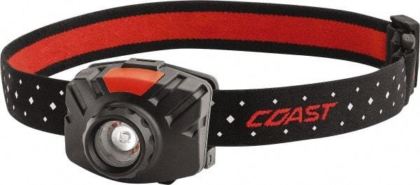 Coast Cutlery - White LED Bulb, 405 Lumens, Hands-free Flashlight - Black, Red Plastic Body, 3 AAA Batteries Included - Industrial Tool & Supply