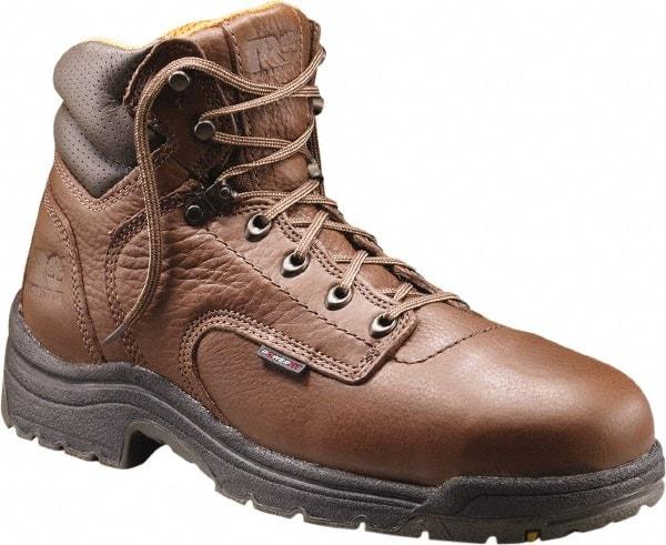 Timberland PRO - Men's Size 9 Wide Width Steel Work Boot - Brown, Leather Upper, Rubber Outsole, 6" High, Safety Toe - Industrial Tool & Supply