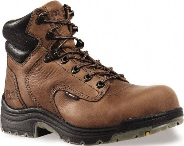 Timberland PRO - Women's Wide Width Steel Work Boot - Brown, Leather Upper, Rubber Outsole, 6" High, Safety Toe - Industrial Tool & Supply