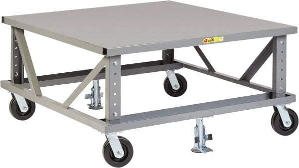 Little Giant - 3,600 Lb Capacity Steel Adjustable Height Pallet Stand - Steel Deck, 42" OAW, 48" Platform Length, Phenolic Casters - Industrial Tool & Supply