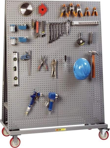 Little Giant - 48" Wide x 60" High x 24" Deep, Mobile Pegboard A-Frame - 1,200 Lb Capacity - Industrial Tool & Supply