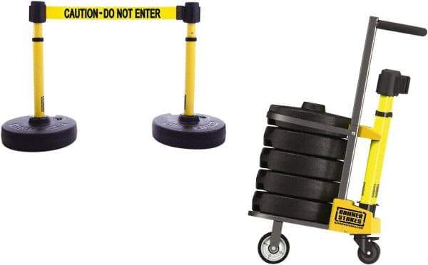 Banner Stakes - 42-5/16" High Plastic Pedestrian Barrier - 15' Long Rope - Industrial Tool & Supply