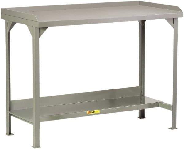 Little Giant - 60 Wide x 30" Deep x 36" High, Steel Heavy-Duty Workbench - Fixed Legs, Gray - Industrial Tool & Supply