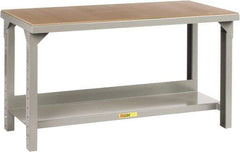 Little Giant - 72 Wide x 30" Deep x 27" High, Steel Heavy-Duty Workbench - Adjustable Height Legs, Gray - Industrial Tool & Supply