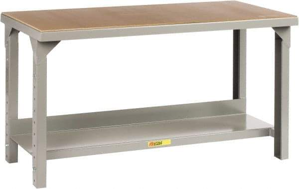 Little Giant - 84 Wide x 36" Deep x 27" High, Hardboard/Steel Heavy-Duty Workbench with Hardboard Top - Adjustable Height Legs, Gray - Industrial Tool & Supply