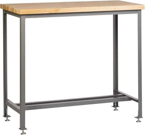 Little Giant - 72 Wide x 30" Deep x 42" High, Butcher Block Standing Height Butcher Block Table - Fixed Legs With Adjustable Height Glides, Gray - Industrial Tool & Supply
