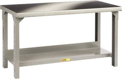Little Giant - 48 Wide x 30" Deep x 27" High, Stainless Steel Heavy-Duty Workbench with Stainless Steel Top - Adjustable Height Legs, Gray - Industrial Tool & Supply