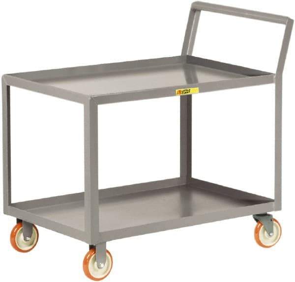 Little Giant - 1,200 Lb Capacity, 24" Wide x 40" Long x 38-3/4" High Shelf Cart - 2 Shelf, Steel, 2 Rigid/2 Swivel Casters - Industrial Tool & Supply