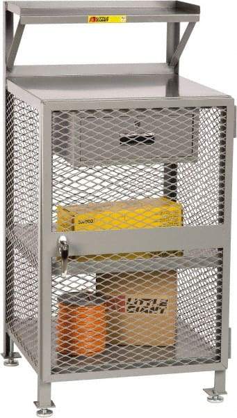Little Giant - 1 Drawer Enclosed Shop Desk - 24 Inch Wide x 22 Inch Deep x 52 Inch High, Gray - Industrial Tool & Supply
