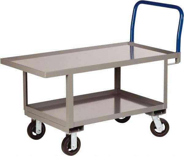 Little Giant - 2,000 Lb Capacity Steel Raised Deck Platform Truck - Steel Deck, 30" OAW, 48" Platform Length x 26" Platform Height, Mold On Rubber Casters - Industrial Tool & Supply