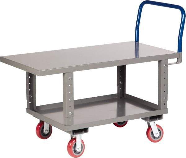 Little Giant - 2,000 Lb Capacity Steel Raised Deck Platform Truck - Steel Deck, 24" OAW, 48" Platform Length x 35-1/2" Platform Height, Polyurethane Casters - Industrial Tool & Supply