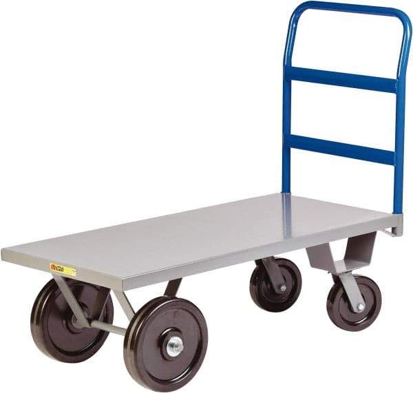Little Giant - 5,000 Lb Capacity Steel Heavy Duty Platform Truck - Steel Deck, 30" OAW, 60" Platform Length x 16-1/2" Platform Height, Phenolic Casters - Industrial Tool & Supply