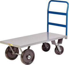 Little Giant - 5,000 Lb Capacity Steel Heavy Duty Platform Truck - Steel Deck, 30" OAW, 60" Platform Length x 16-1/2" Platform Height, Phenolic Casters - Industrial Tool & Supply
