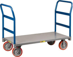 Little Giant - 3,600 Lb Capacity Steel Double End Rack Platform Truck - Steel Deck, 24" OAW, 60" Platform Length x 11" Platform Height, Polyurethane Casters - Industrial Tool & Supply