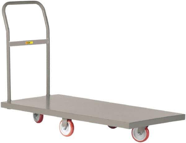 Little Giant - 1,200 Lb Capacity Steel Platform Truck - Steel Deck, 24" OAW, 48" Platform Length x 6-1/2" Platform Height, Polyurethane Casters - Industrial Tool & Supply