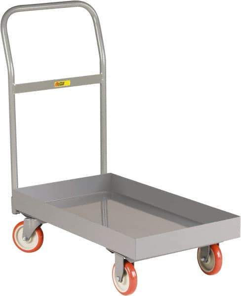 Little Giant - 1,200 Lb Capacity Steel Platform Truck - Steel Deck, 24" OAW, 48" Platform Length x 6-1/2" Platform Height, Polyurethane Casters - Industrial Tool & Supply